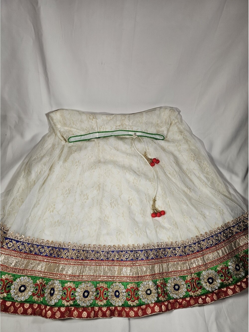 Unbranded Skirt Women Lehenga Cream Pink Gold Embroidered Lace EUC